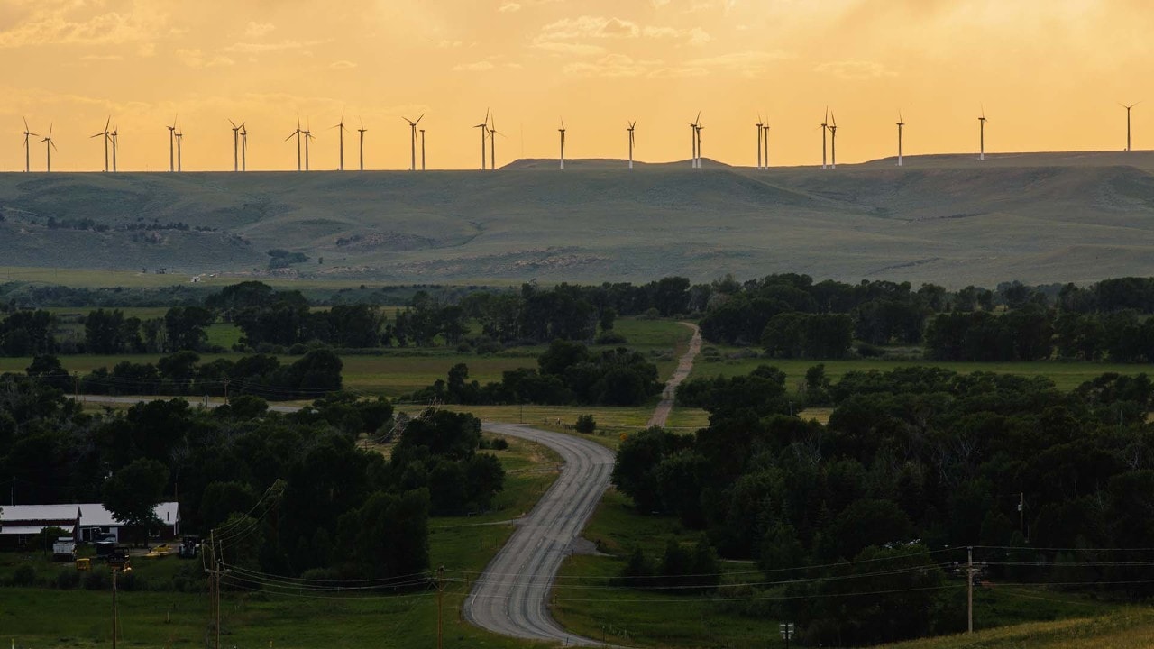 The McFadden Ridge Wind Farm is one of many that are situated along Interstate 80. 