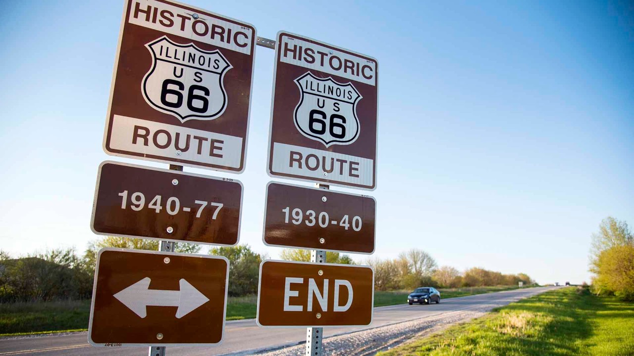 The stretch of Route 66 through Illinois offers a  choice of two versions of the old highway