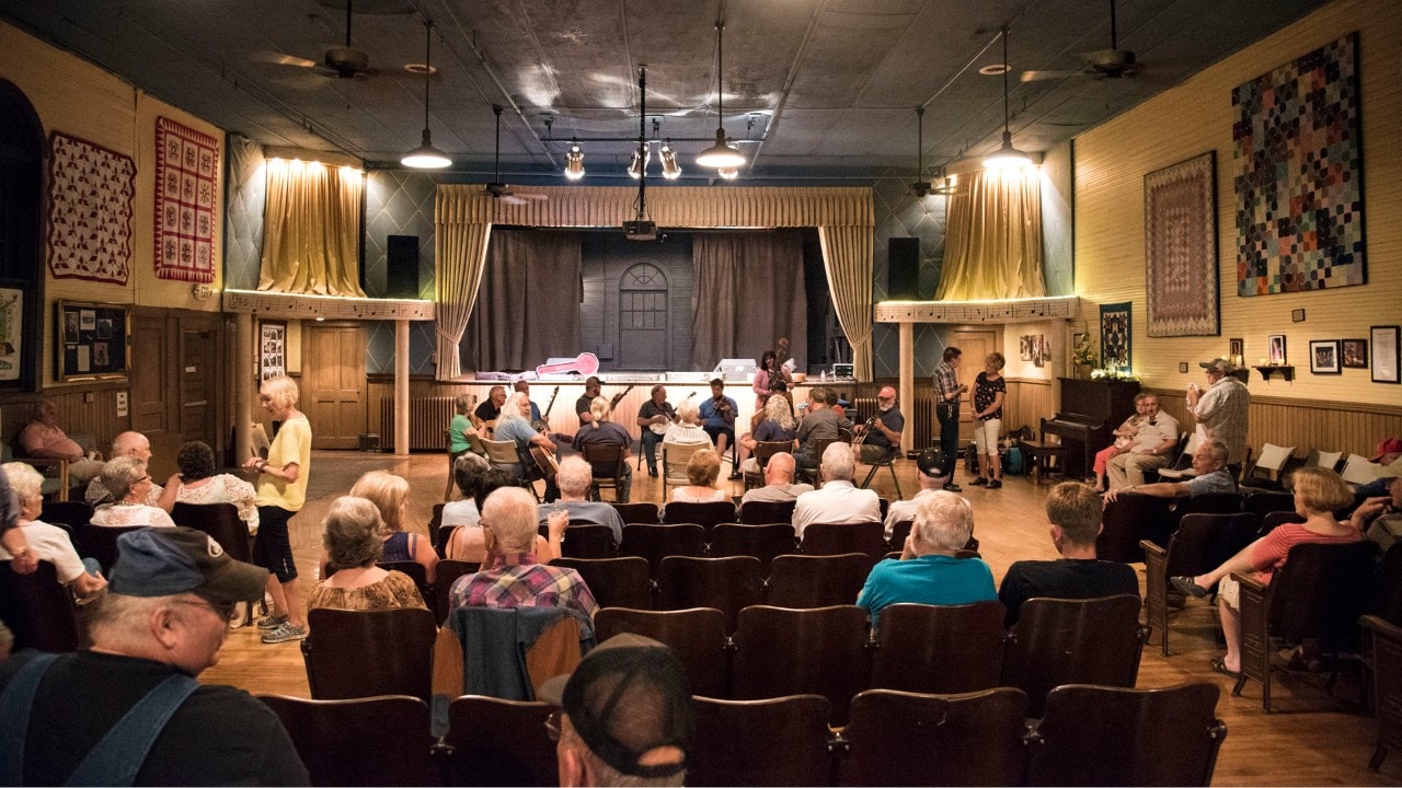 The historic Fries Theater has a lively Thursday night jam session every week.