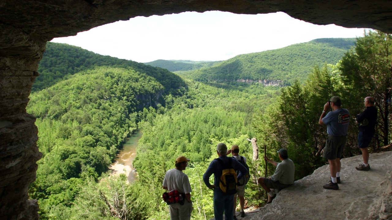 The Goat Trail provides a bird's-eye view of the Buffalo River as it cuts through the Boston Mountains of northwest Arkansas. 