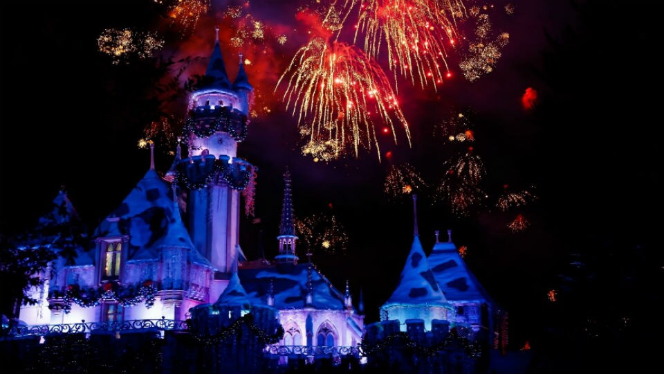 Fireworks at the Disneyland castle